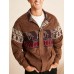 Men Ethnic Animal Paisley Print Patchwork Zipper Faux Suede Jackets