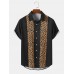 Mens Leopard Print Button Up Lapel Short Sleeve Shirts