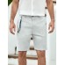 Men Plain Color Zip Button Mid Length Casual Pants with Side Pocket