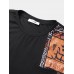 Mens Ethnic Tribal Pattern Stitching Pocket Short Sleeve T  Shirts