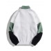 Men Fleece Patchwork Colorblock Stand Collar Zip Jackets